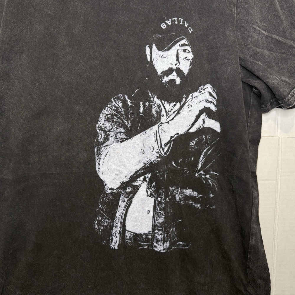 Post Malone Size Large Black Acid Wash Cowboy Dallas Tee Comfort Colors - Picture 3 of 10